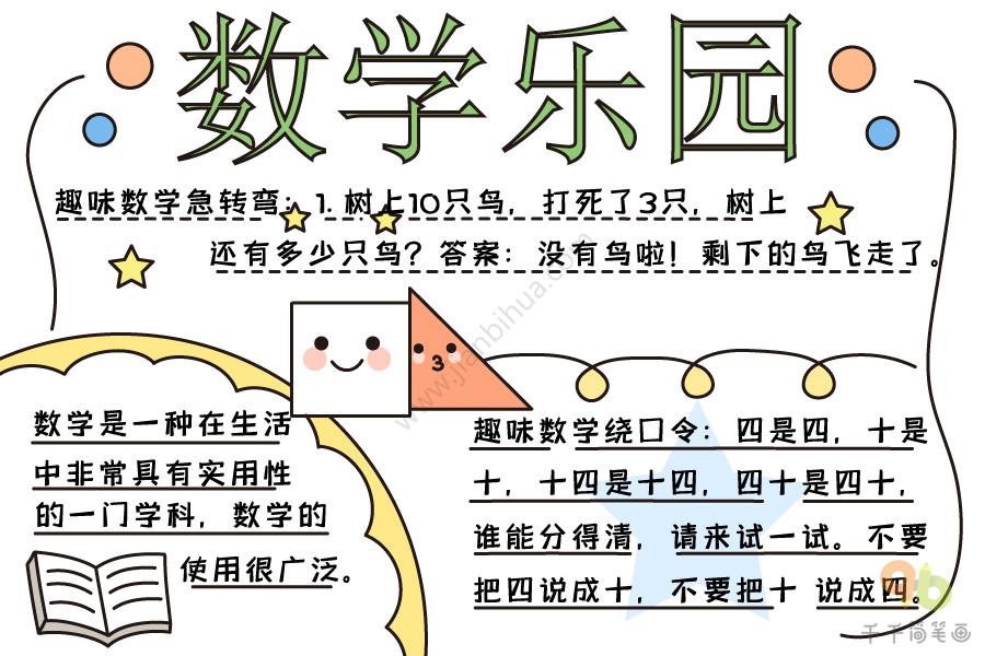 数学乐园手抄报图片数学手抄报简笔画