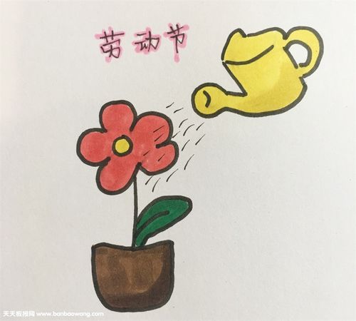 五一劳动节彩色儿童简笔画