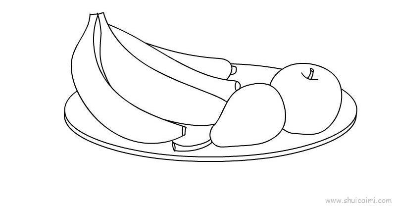 一盘水果静物卡通简笔画教程