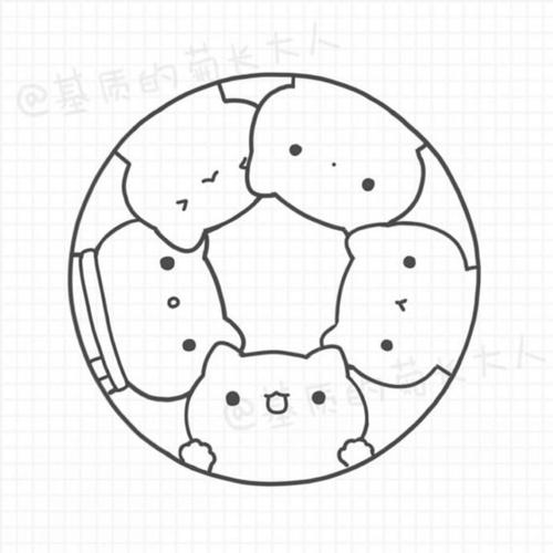 画一群猫咪的手帐简笔画图片
