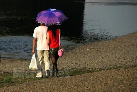 情侣雨中撑伞的简笔画