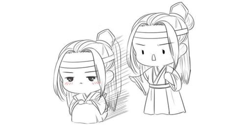 魔道祖师小白菜简笔画蓝湛画画简笔画q版的魏婴和蓝湛简笔画魏无羡q版