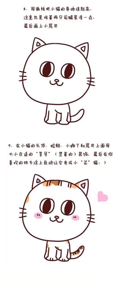 卡通简笔画超萌卡通简笔画教程小花猫和小龙