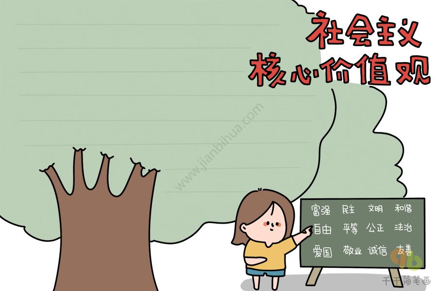 社会主义核心价值观手抄报 小学生爱国手抄报简笔画