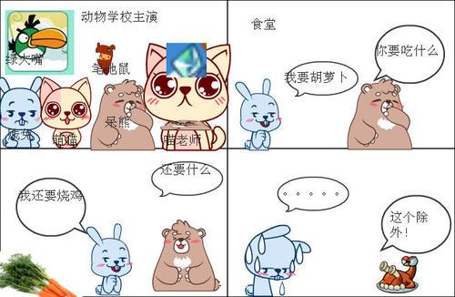 动物四格萌漫画简笔画