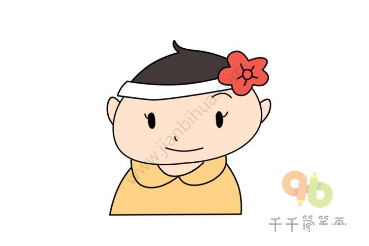 小花头饰婴儿头像简笔画动漫人物儿童简笔画大全可乐云