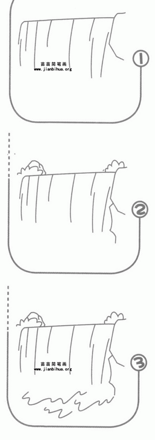 简笔画示例图片 关于瀑布的资料 瀑布在地质学上叫跌水即河水在流经