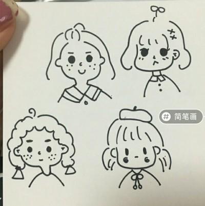 简笔画小女孩ins