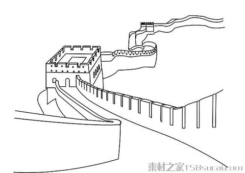 建筑简笔画大全 中国万里长城简笔画图片大全5