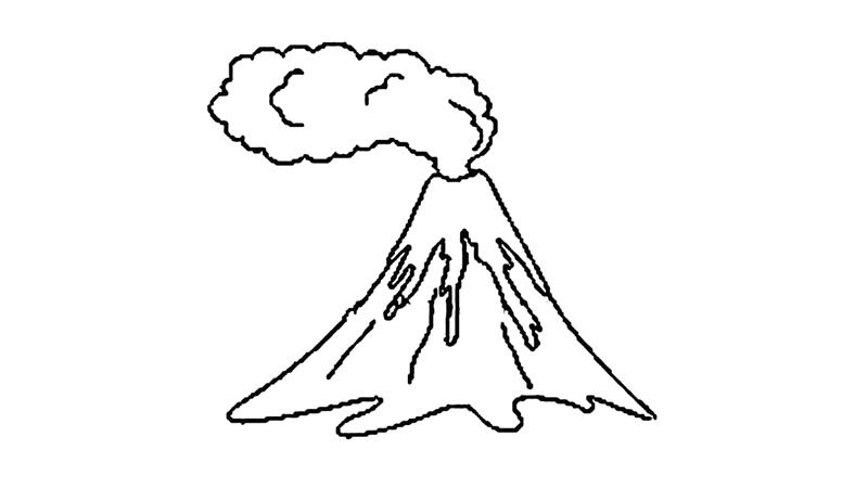 火山简笔画如何画