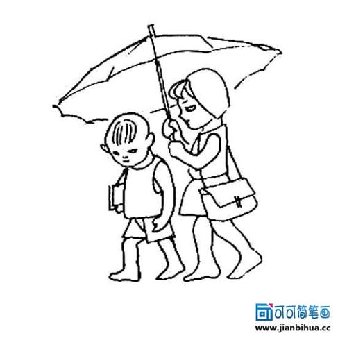 小朋友打伞简笔画