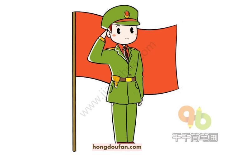 升旗手漫画简笔画国庆大阅兵国庆节天安门前的升旗手护旗手简笔画大全