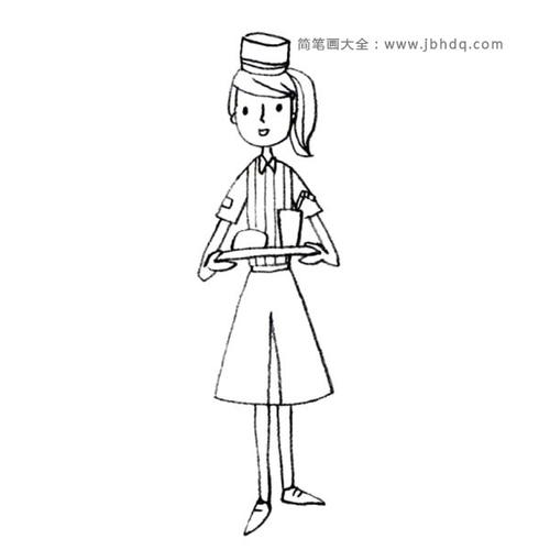 女服务员简笔画图片