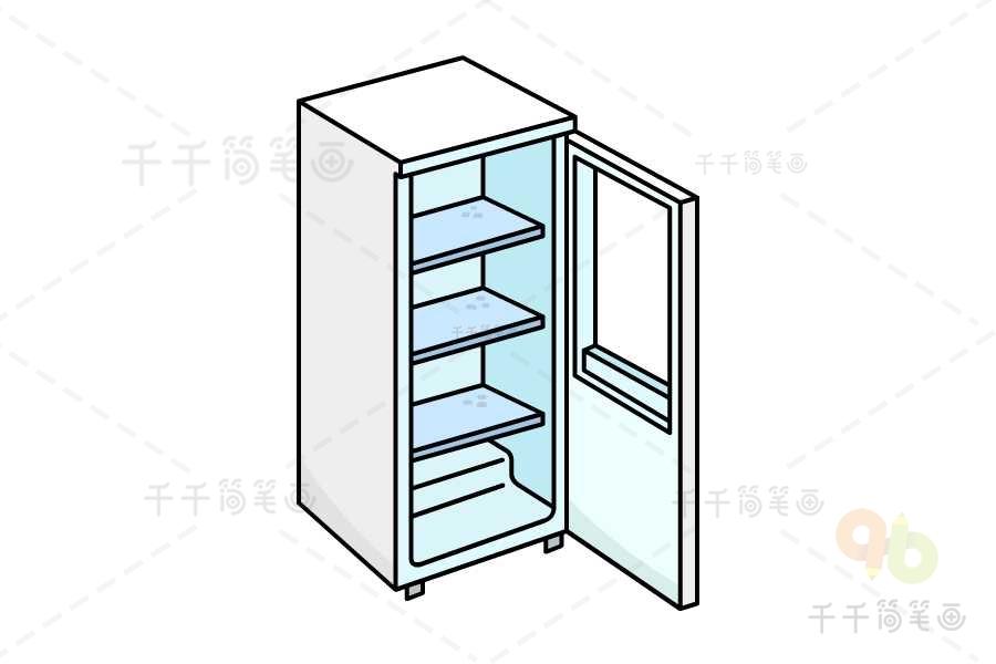 第五步涂上自己喜欢的颜色一组冰箱简笔画就画好了