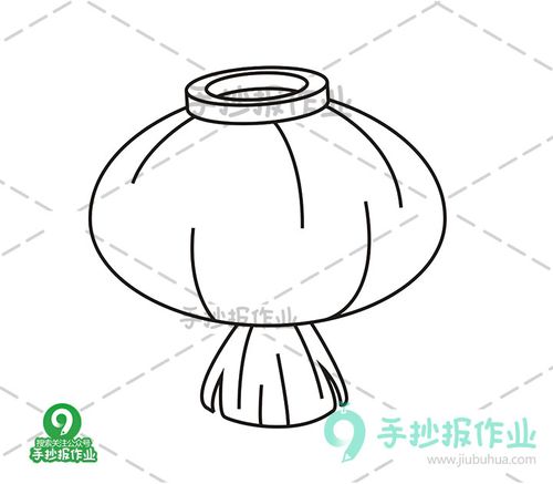 画 红灯笼简笔画 用弧线将灯笼顶端画好然后加上一个大大的椭圆勾勒