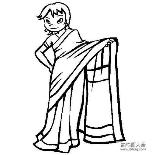 世界民族服饰简笔画印度小女孩简笔画图片