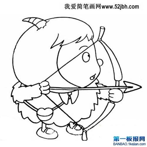 拉弓射箭的军人简笔画