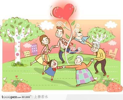 一家人快乐生活简笔画