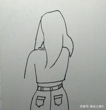 人物简笔画一个披肩长发女孩. 下面每一步的分解图 第一步