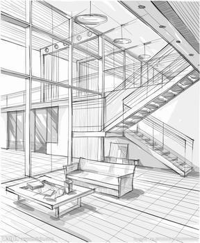 素描客厅室内设计矢量图室内客厅家具简笔画大全小周的客厅手绘图02