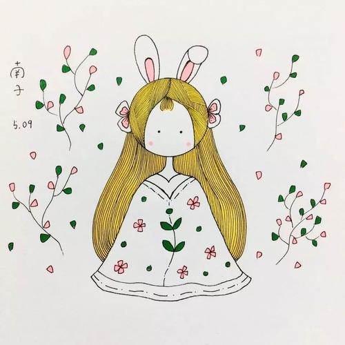 简笔画教程唯美森系少女简笔画