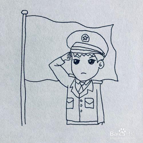 简笔画解放军人