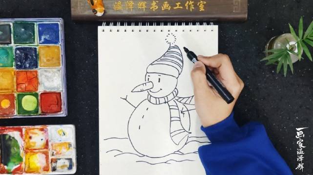 下雪啦快来画一个雪人简笔画