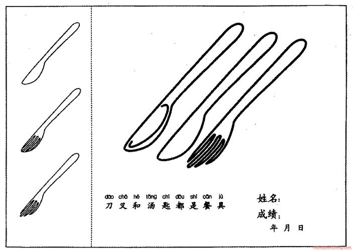 刀叉简笔画法分步骤示范