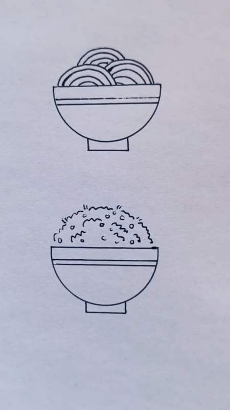 鸡蛋米饭面条汤的简笔画