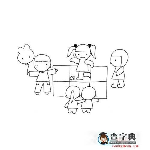 小朋友做游戏的情景简笔画