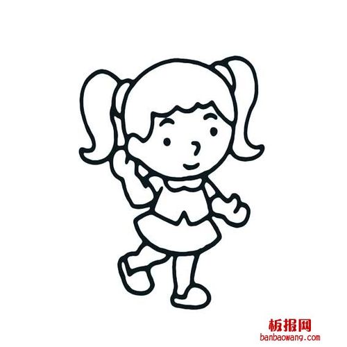 可爱的小女孩简笔画