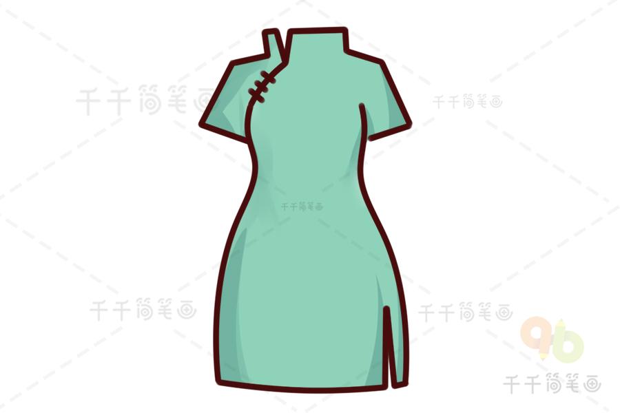 旗袍简笔画儿童画衣服