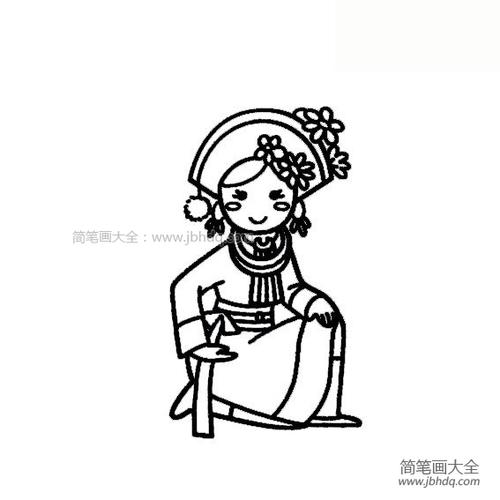 阿昌族少女简笔画