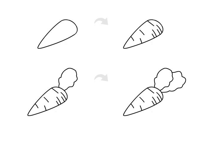 胡萝卜简笔画的画法及上色教程