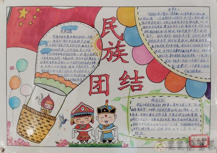 民族团结中小学生手抄报 - 毛毛简笔画