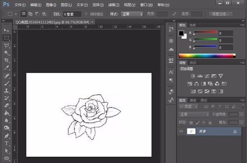 用photoshop给简笔画玫瑰花涂色步骤