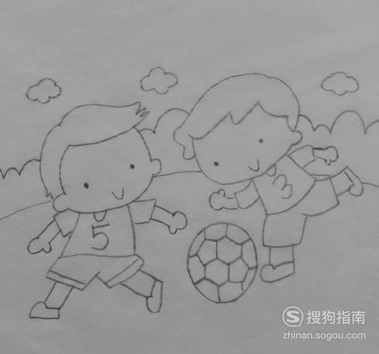 如何画踢足球的孩子们的简笔画