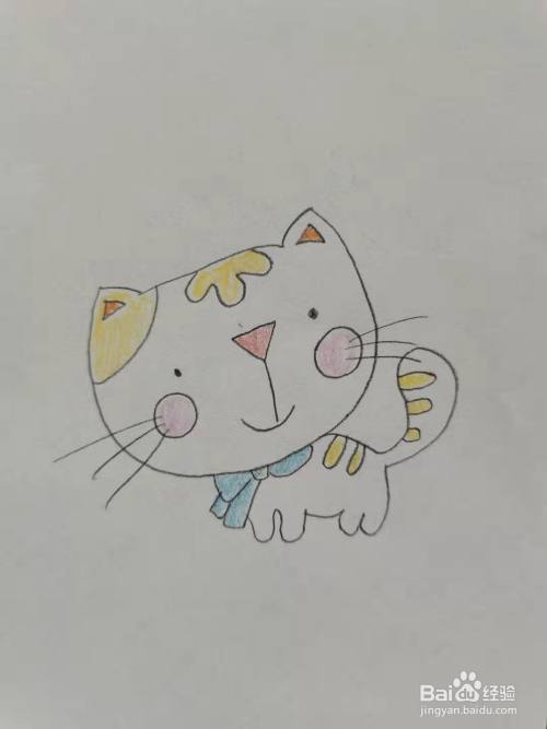 最后涂上漂亮的颜色小花猫简笔画你学会了吗