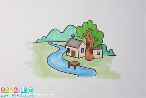 世外桃源怎么画河流简笔画