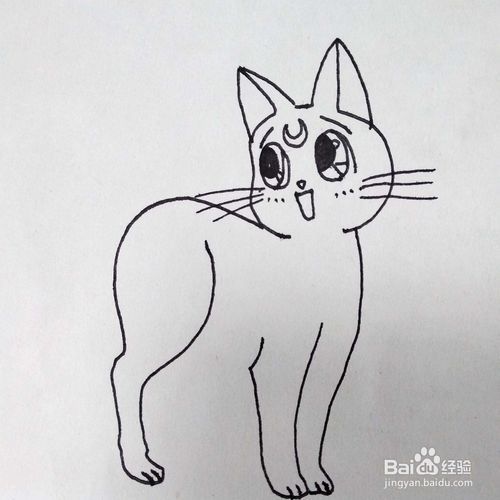 怎么画美少女战士动画片里的小猫露娜卡通简笔画