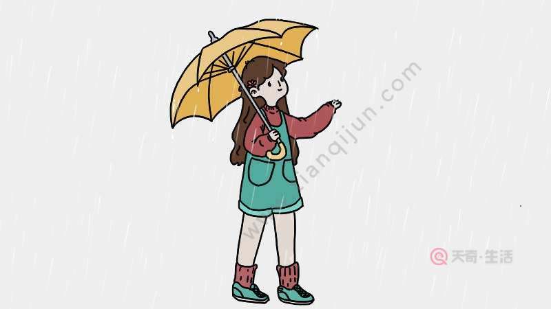 打雨伞的小女孩儿童简笔画