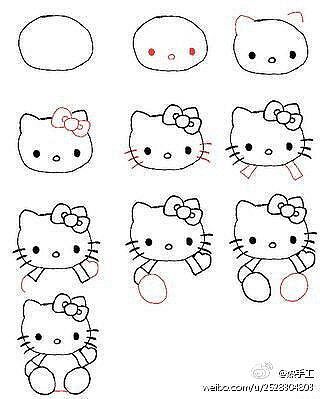 简笔画hello kitty