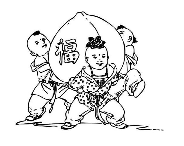 童子送福桃简笔画童子送福桃简笔画步骤图片大全