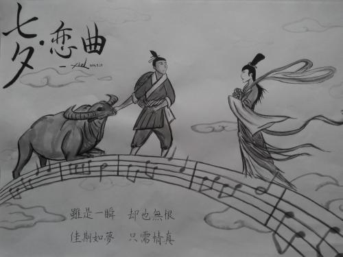 七夕牛郎织女简笔画手抄报 简笔画手抄报