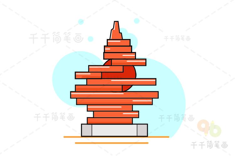 青岛五月的风创意建筑画山东简笔画