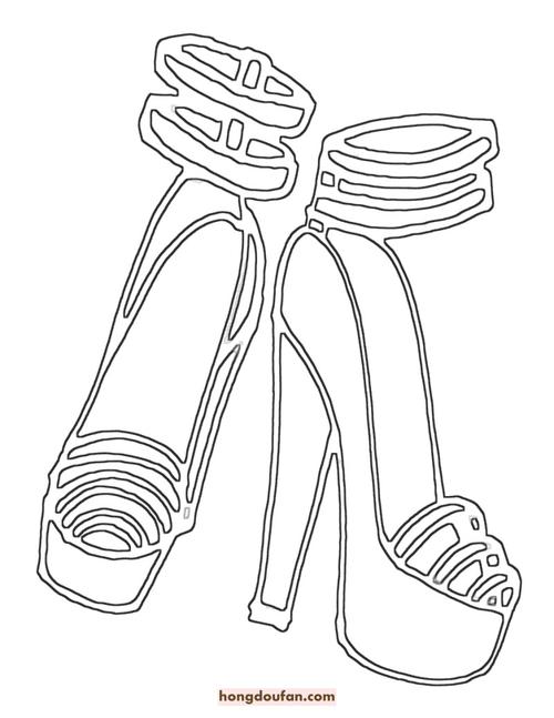 简笔画其他简笔画收集了12双妈妈的高跟鞋有漂亮的绑带凉鞋粗跟单