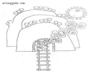 火车过山洞的简笔画