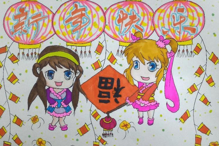 小学三年级新年春节简笔画