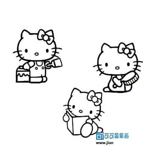 kitty的简笔画图片可爱的kitty猫简单画法教宝宝学画哈喽kt简笔画