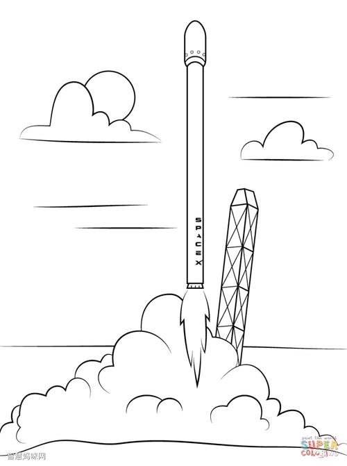 spacex falcon 9火箭发射简笔画图片